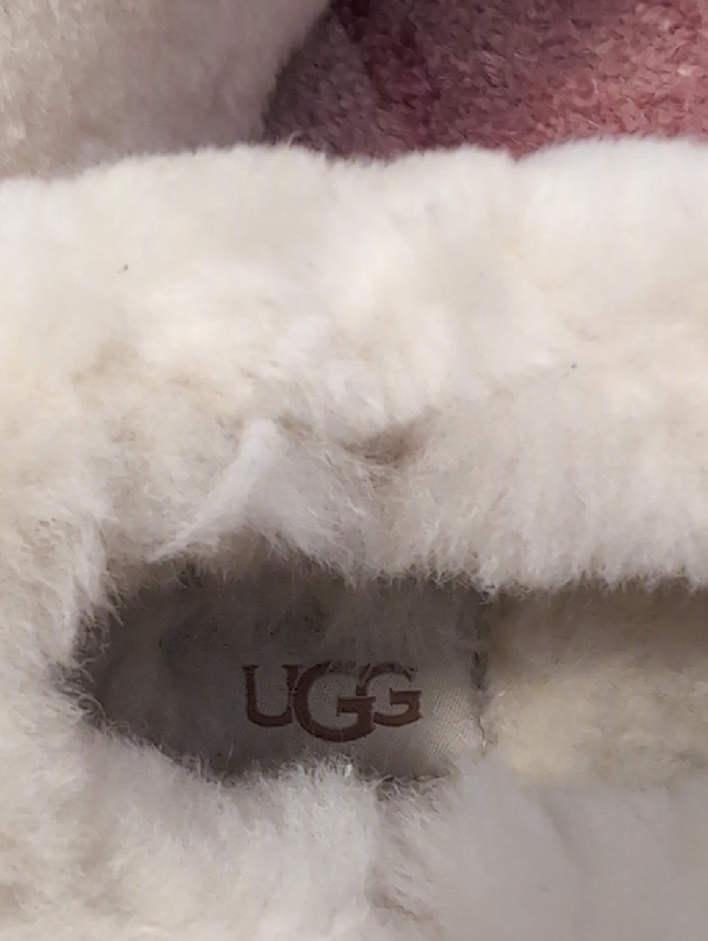 UGG Cream Shearling Slip-On Slippers with Tan Heel Tabs - Picture 3 of 7